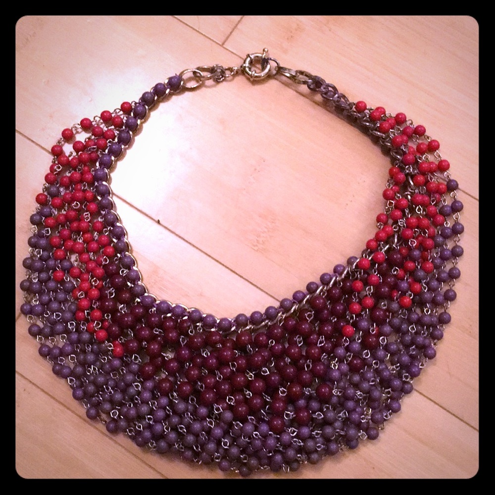 Anthropologie red and purple beaded necklace